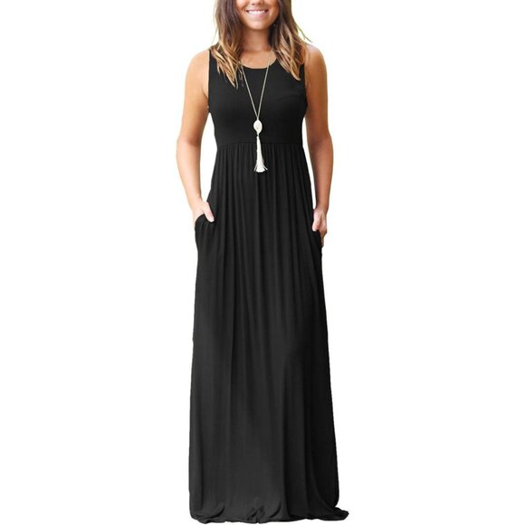 Women's Loose Maxi Dress Polyester Spandex Casual with Pockets - Picture 1 of 3